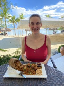 Clare during quarantine at the Cebu Beach Club